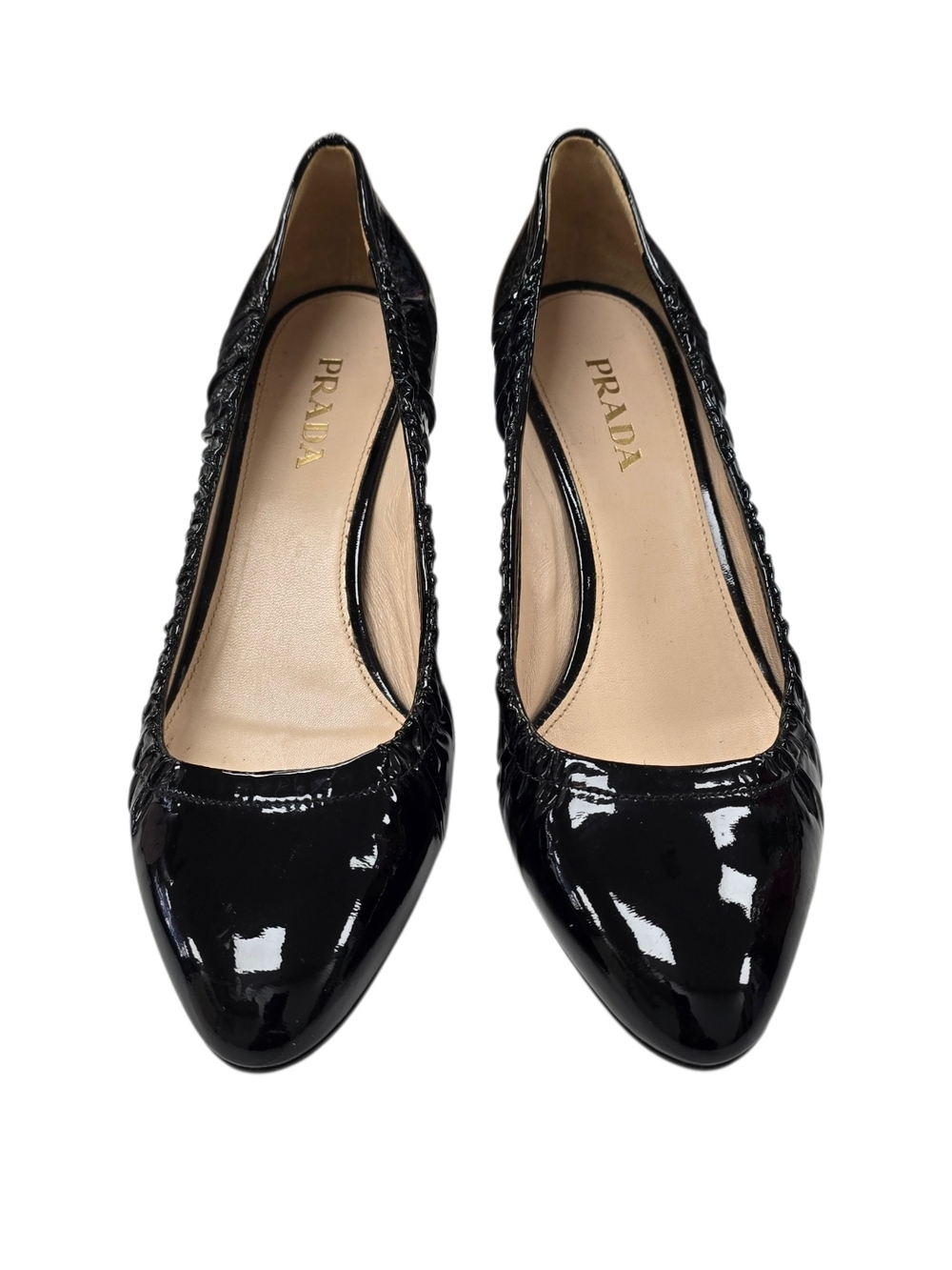 Prada Black Patent Pointed Toe Ballet Flats